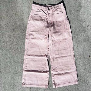 Lykke Wullf High Rise Wide Leg Jeans Women's M Pink Canvas Flare Pockets